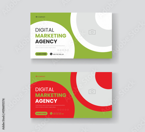 Corporate business and digital marketing youtube thumbnail or web banner template