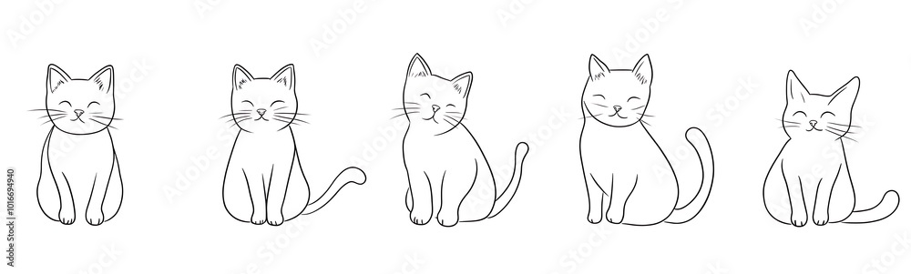  Cat continuous line one animal outline illustration drawing art pet. Cat continuous line draw logo sketch black two face abstract cute profile silhouette white contour simple linear design kitten. 