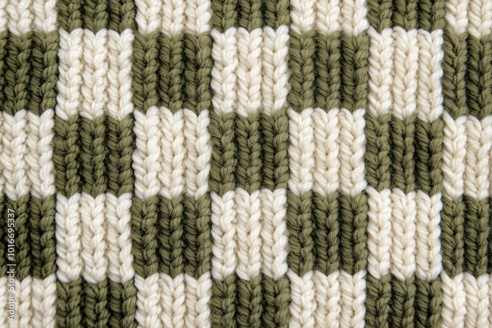 Fototapeta premium Checkered pattern knitted wool clothing knitwear knitting.