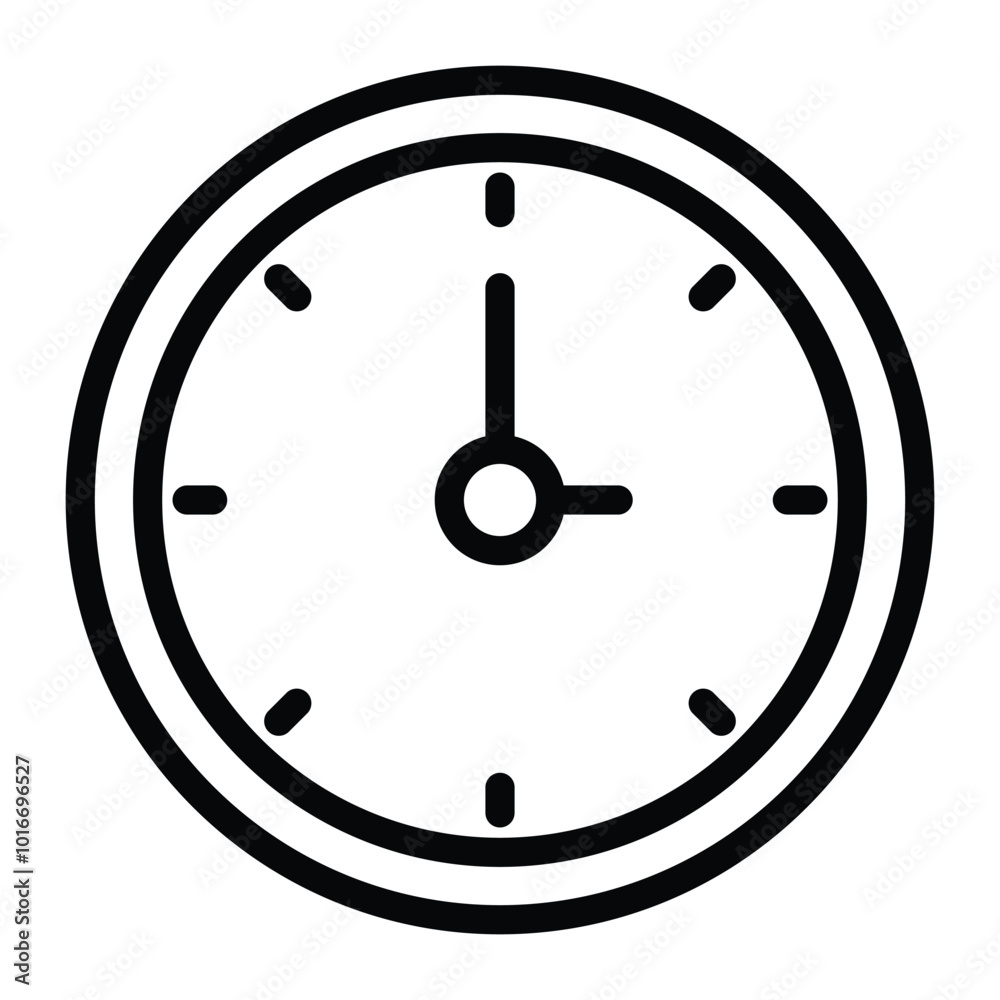 Clock Time Simple Icon Outline Style, Editable Stroke Icon.