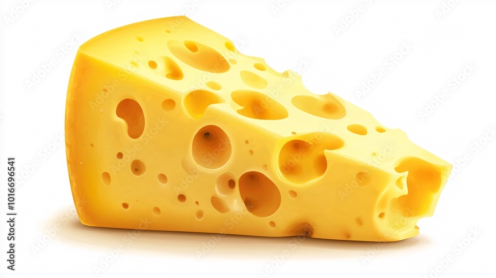 Swiss Cheese Wedge with Holes Isolated on White Background Swiss Cheese Wedge with Holes Isolated on White Background