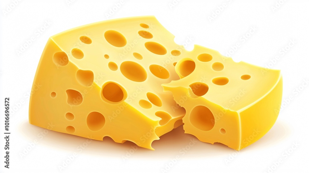 Swiss Cheese Wedge with Holes Isolated on White Background Swiss Cheese Wedge with Holes Isolated on White Background