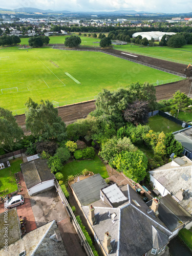 High Angle View of Central Edinburgh City of Scotland United Kingdom During Partly Cloudy Day of August 29th, 2024 photo