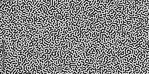 Organic seamless patterns with rounded lines Diffusion reaction background. Monochrome background of natural organic forms motion. Overlay template abstract Turing organic wallpaper background.