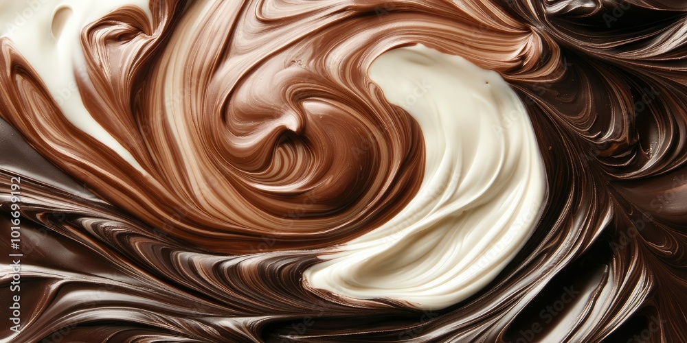 world chocolate day with swirling chocolate and cream with background