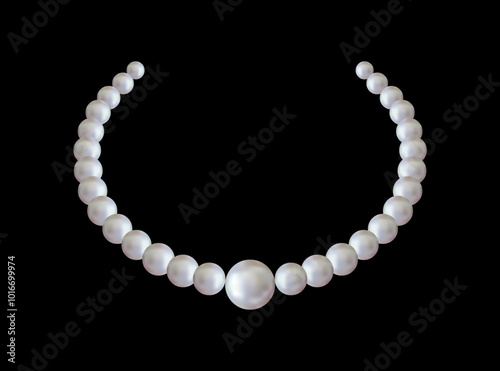 Pearl necklace. Precious white pearl beads. Vector illustration