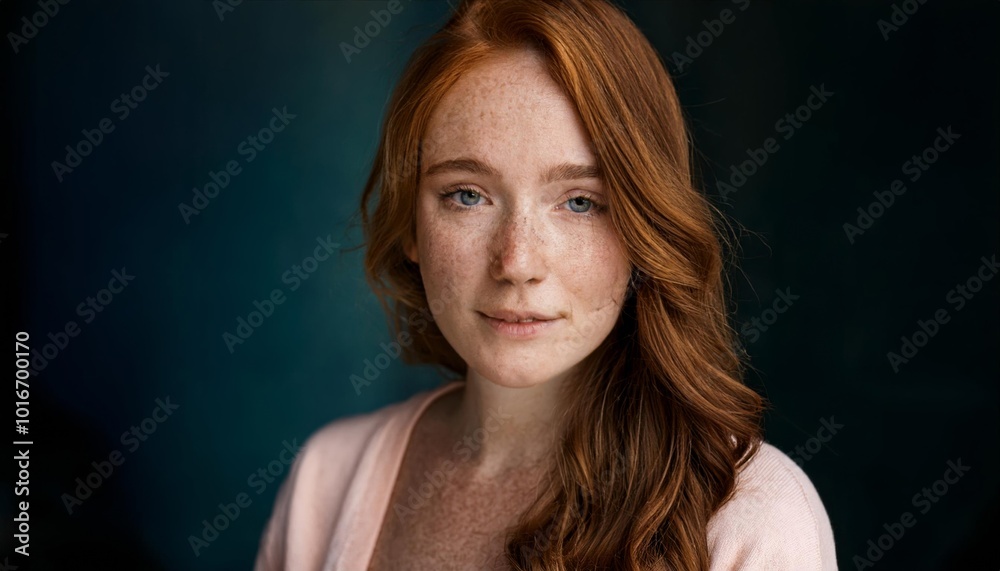 Portrait of a Young Woman with Red Hair and Freckles Portrait of a Young Woman with Red Hair and Freckles