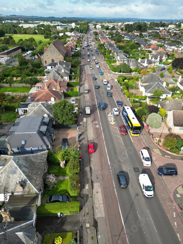 High Angle View of Central Edinburgh City of Scotland United Kingdom During Partly Cloudy Day of August 29th, 2024 photo