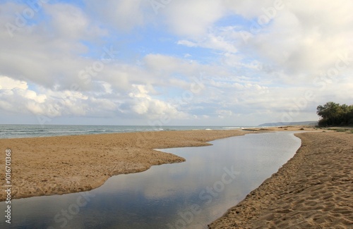 The confluence of the Kamchia River with the Black Sea (Bulgaria) photo