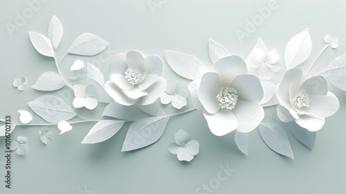 Delicate White Floral Arrangement on Pastel Backdrop