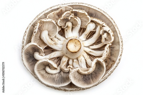 Rare Italian Pioppino Mushroom Close-up in Isolation photo