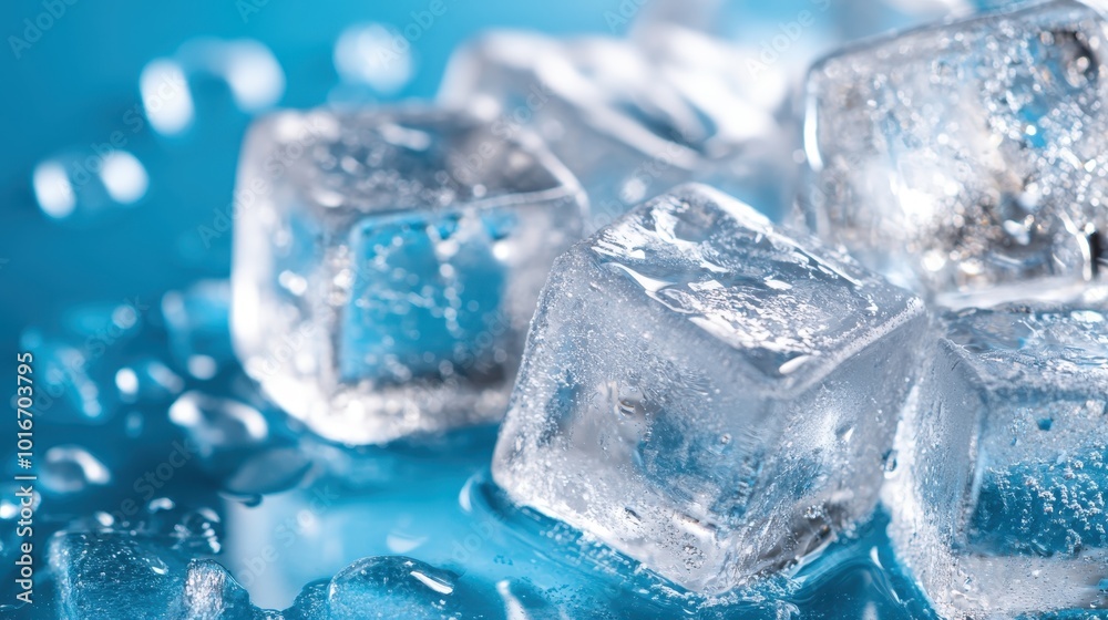 A group of ice cubes is captured melting on a shiny reflective surface, beautifully depicting transient moments and the fragile beauty of change and impermanence. A group of ice cubes is captured melting on a shiny reflective surface, beautifully depicting transient moments and the fragile beauty of change and impermanence.