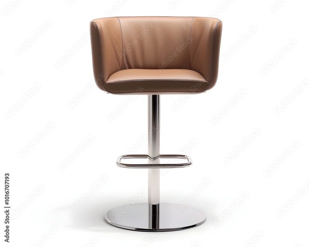 Sleek and Modern Bar Stool with Leather Seat and Metal Frame Sleek and Modern Bar Stool with Leather Seat and Metal Frame