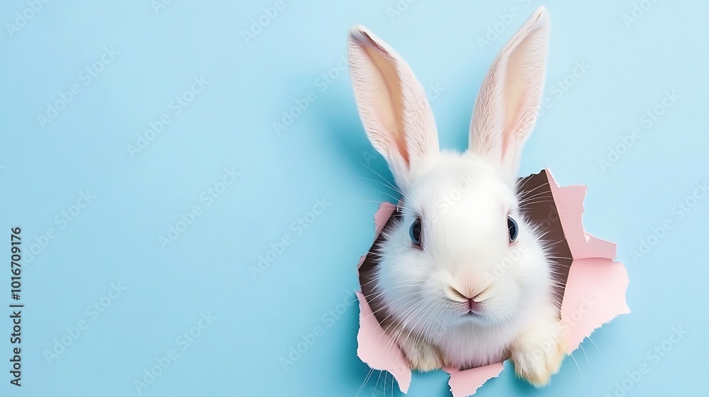 Cute Bunny Peeking Through a Pink Wall Bringing Joy and Cheerfulness to Spring Celebrations Cute Bunny Peeking Through a Pink Wall Bringing Joy and Cheerfulness to Spring Celebrations