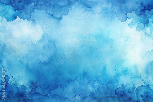 Abstract blue background created with minimalist watercolor technique