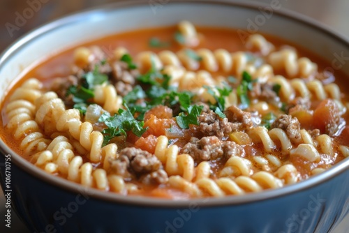 comfort food, lasagna soup a comforting mix of pasta, cheese, meat in a tasty broth to warm you up inside and out