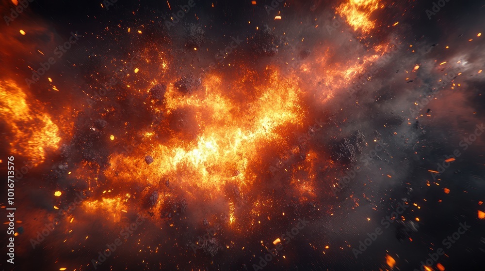 A fiery cosmic scene depicting an explosion in space, showcasing vibrant colors and energy. A fiery cosmic scene depicting an explosion in space, showcasing vibrant colors and energy.