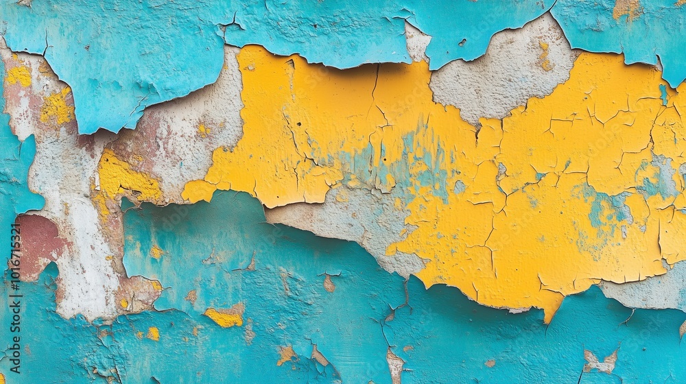 Obraz premium Colorful Peeling Paint Texture Close-Up