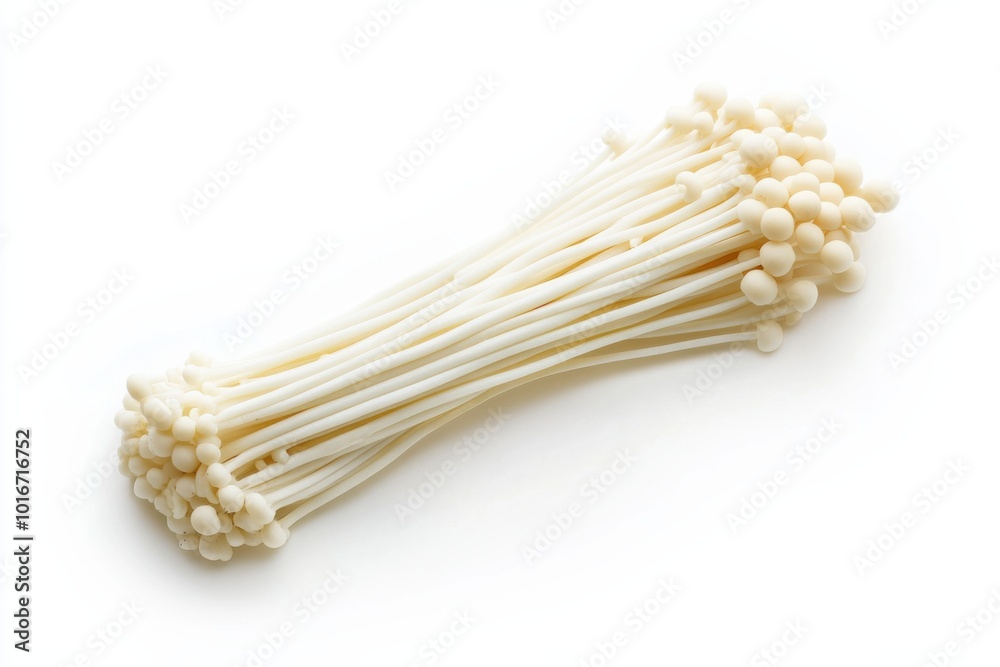Moonlit Details of Rare Enoki Mushroom Close Up Moonlit Details of Rare Enoki Mushroom Close Up