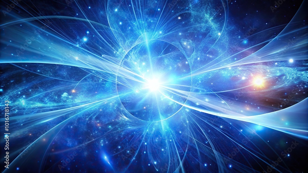 Naklejka premium Abstract blue cosmic energy flowing in tilted angle space