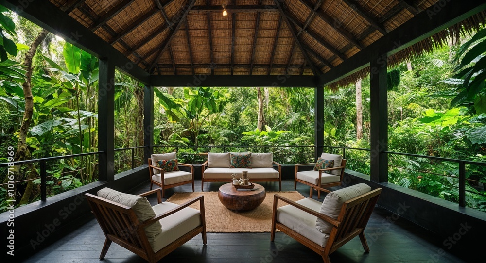Fototapeta premium Jungle sanctuary with tranquil sounds of nature