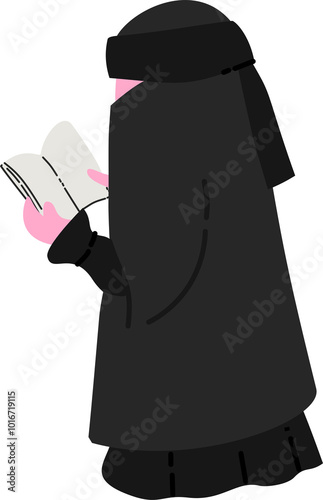 Niqobi Muslim Girl Reading Book photo