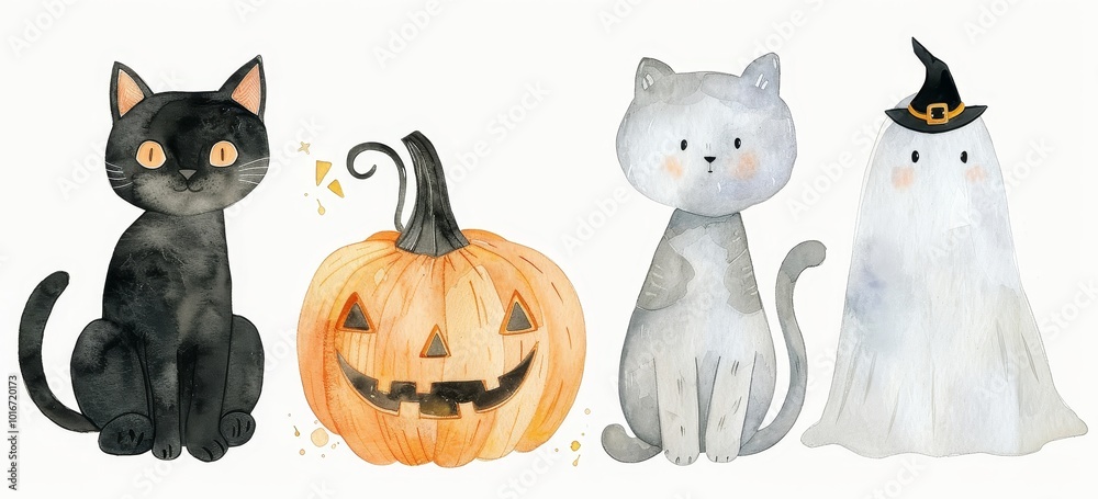 ilustración halloween acuarela ilustración halloween acuarela