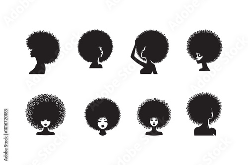 A silhouette afro girl black color vector. Vector illustration of girl head with stylized haircut
