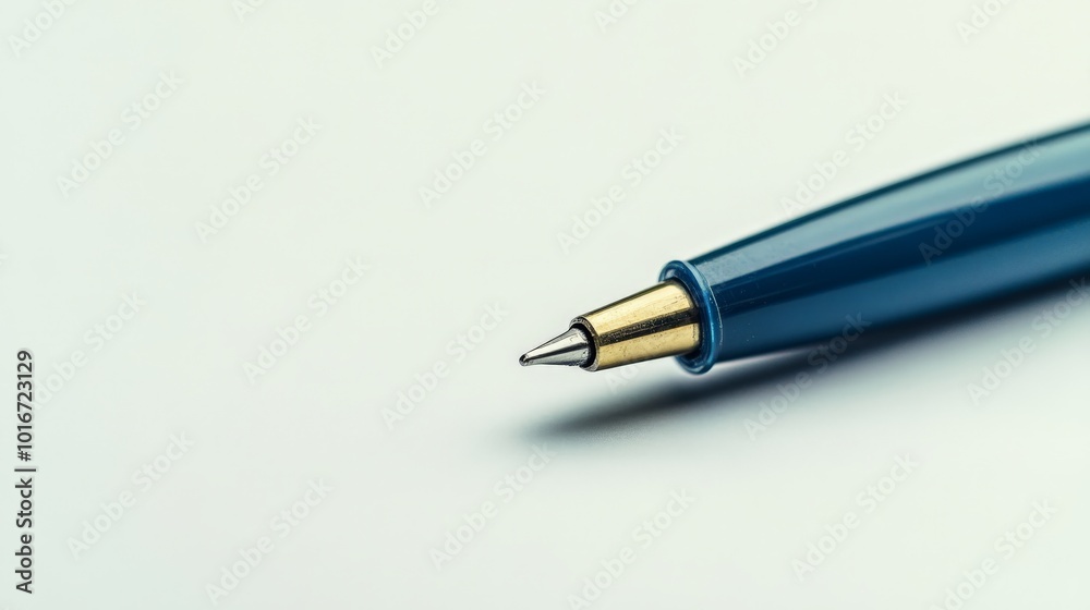 Close-up of a blue ballpoint pen on a white background, perfect for illustrating concepts of writing, office supplies, and creativity. Close-up of a blue ballpoint pen on a white background, perfect for illustrating concepts of writing, office supplies, and creativity.
