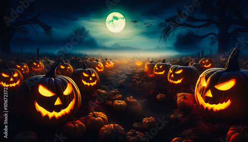 halloween night , halloween background , Jack O , pumpkins , copy space photo