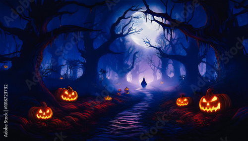 halloween night , halloween background , Jack O , pumpkins , copy space photo