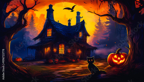 halloween night , halloween background , Jack O , pumpkins , copy space photo