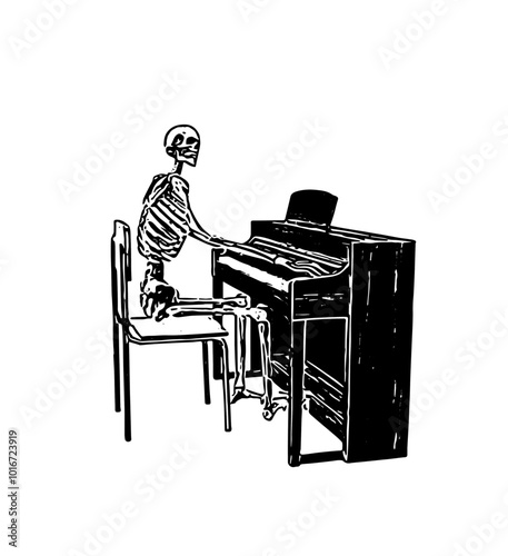 Skeleton playing music 