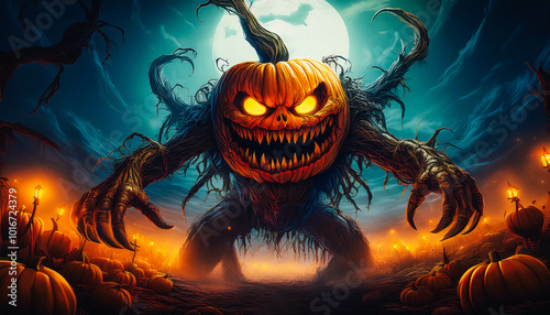 halloween night , halloween background , Jack O , pumpkins , copy space photo