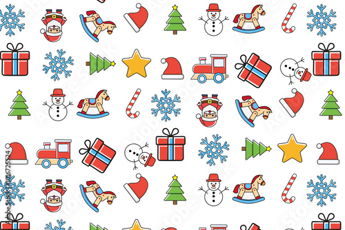 Christmas background icon, Santa Claus and gifts