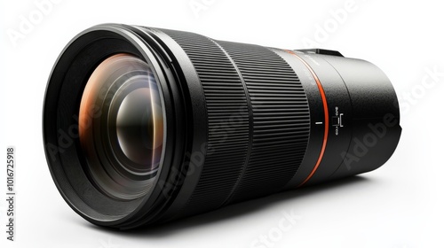 Close-up of a professional camera lens with a sleek design, perfect for capturing high-quality images and exploring the art of photography.