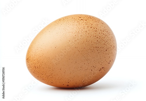 A single brown egg isolated on a white background.