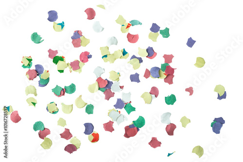 Colorful confetti on transparent or white background