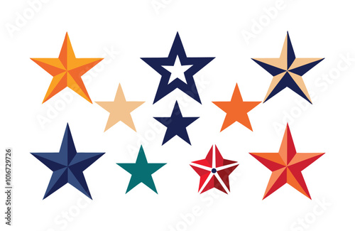 Vibrant 3D Geometric Star Icon Set