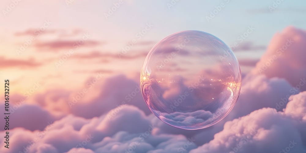 A delicate, transparent pink bubble gently drifts through a dreamy sky, gracefully surrounded by soft, fluffy clouds and warm, radiant sunlight, evoking feelings of pure wonder and whimsical joy A delicate, transparent pink bubble gently drifts through a dreamy sky, gracefully surrounded by soft, fluffy clouds and warm, radiant sunlight, evoking feelings of pure wonder and whimsical joy