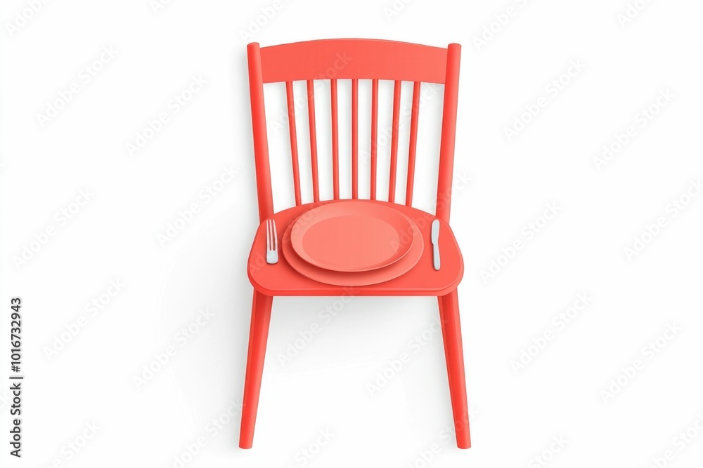 Minimalist icon depicting a baby high chair with a plate and fork on a clean white background This simple flat design image represents mealtime feeding Minimalist icon depicting a baby high chair with a plate and fork on a clean white background This simple flat design image represents mealtime feeding