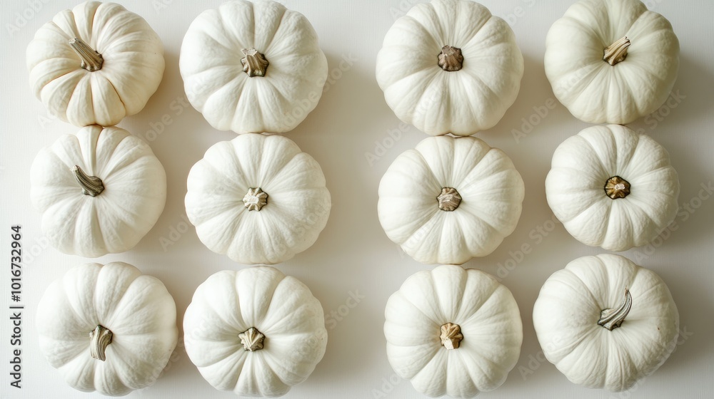 Autumn Minimalist White Pumpkins Flat Lay Autumn Minimalist White Pumpkins Flat Lay