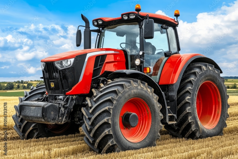 A tractor efficiently harvesting barley under a clear blue sky, showcasing the beauty of agriculture in bright daylight. The golden grains shimmer in the sunlight A tractor efficiently harvesting barley under a clear blue sky, showcasing the beauty of agriculture in bright daylight. The golden grains shimmer in the sunlight