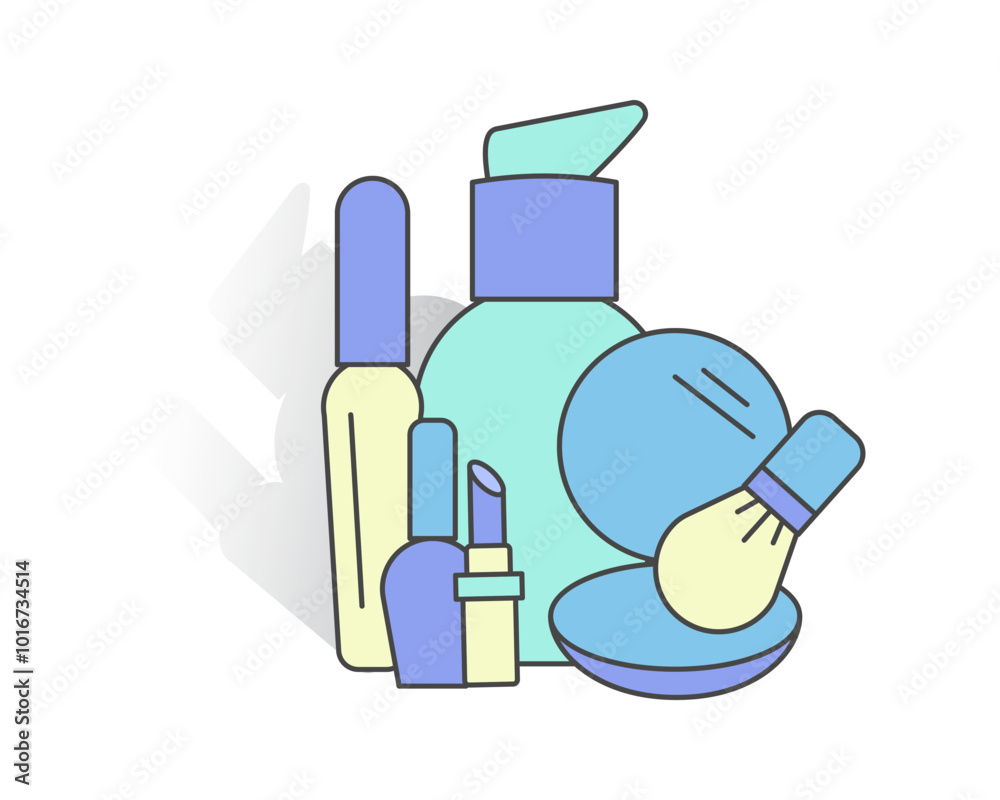 Beauty, Body Care and Cosmetics. Vector Linear Flat Icons and Design Elements Beauty, Body Care and Cosmetics. Vector Linear Flat Icons and Design Elements