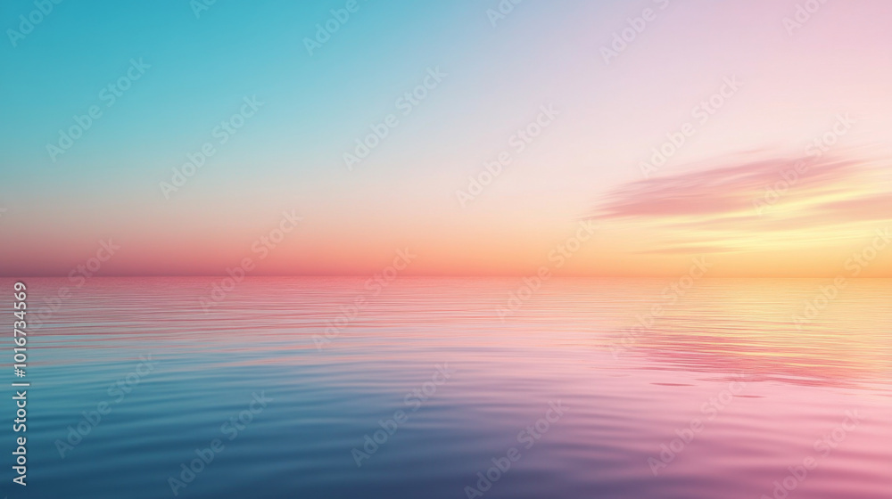Sunset over calm ocean with gradient sky, serene background Sunset over calm ocean with gradient sky, serene background