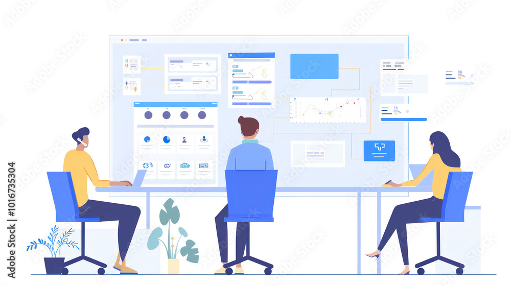 A virtual team management platform showing task assignments, deadlines, and real-time updates from team members working remotely. A virtual team management platform showing task assignments, deadlines, and real-time updates from team members working remotely.