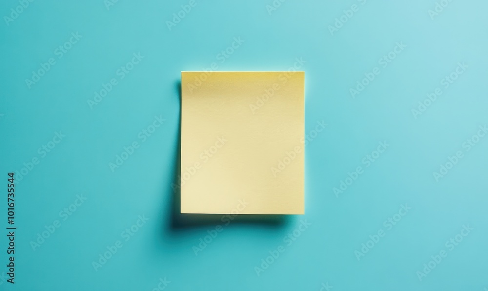 Blank yellow sticky note on a blue background.