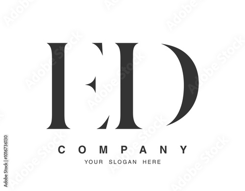 ED logo design. Initial letter e and d serif font style. Creative classic company name typography. Trendy logotype or identity.