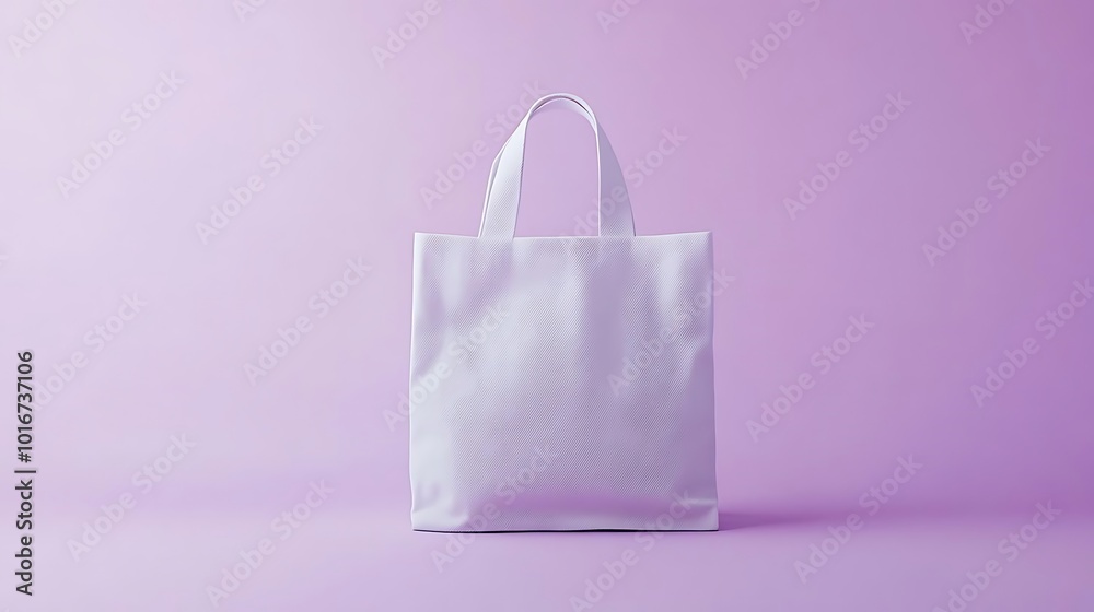White Canvas Tote Bag Mockup on Purple Background White Canvas Tote Bag Mockup on Purple Background