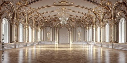 luxury puce hotel ballroom with wooden intricate royal carving wall and elegant wooden floor and elegant high arch shape 